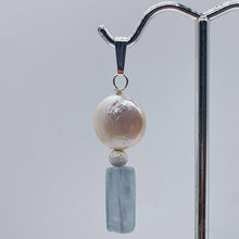 Load image into Gallery viewer, Coin Pearl and Fluorite Sterling Silver Pendant | 1 1/2" Long | White/Blue | 1 |