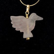 Load image into Gallery viewer, Rose Quartz Dove Pendant Necklace|Semi Precious Stone Jewelry|14kgf Pendant