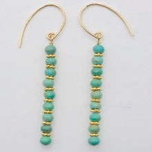 Load image into Gallery viewer, Unique Natural USA Green Turquoise 14K Gold Filled Earrings | 2" Long |