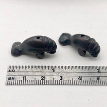Load image into Gallery viewer, Grace 2 Carved Hematite Manatee Beads | 21x11x9mm | Silver black - PremiumBead Primary Image 1