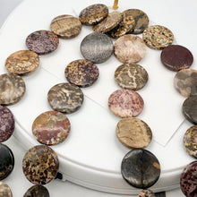 Load image into Gallery viewer, Exotic Tiger Jasper Disc Pendant Semi Precious Stone 13 Bead Strand| 30x5mm | - PremiumBead Primary Image 1