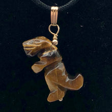 Load image into Gallery viewer, Tiger's Eye Tyrannosaurus Rex Dinosaur Pendant Necklace|14k Gold Filled Jewelry - PremiumBead Alternate Image 2