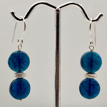 Load image into Gallery viewer, Dazzle Blue Apatite 10mm Coin Sterling Silver Earrings | 1 1/2 Inch Drop |