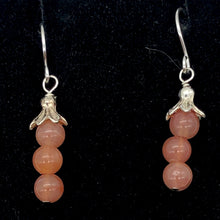 Load image into Gallery viewer, Sterling Silver Peach Chalcedony with Silver Accent Earrings | 1 3/8 inches long |