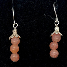 Load image into Gallery viewer, Sterling Silver Peach Chalcedony with Silver Accent Earrings | 1 3/8 inches long |