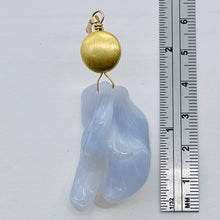 Load image into Gallery viewer, Chalcedony 14K Gold Filled Druzy Crystal Flower Pendant | 2 1/2" Long | Blue |