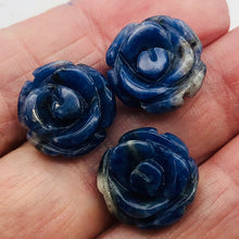 Load image into Gallery viewer, Charm 3 Hand Carved Blue Sodalite Rose Beads 10180P