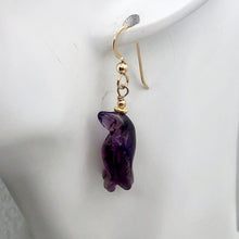 Load image into Gallery viewer, Amethyst 14K Gold Filled Dangle Penguin Earrings | 1 1/2" Long| Purple | 1 Pair|