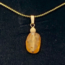 Load image into Gallery viewer, Topaz Precious Faceted Crystal Drop 14K Gold Filled Pendant | 1" Long | Orange |