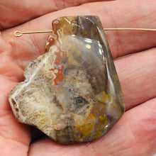 Load image into Gallery viewer, Fossilized Wood Irregular Flat Briolette | 41x36x7mm | Brown/White | 1 Pendant Bead