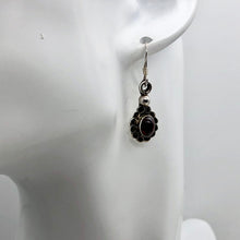 Load image into Gallery viewer, Garnet Sterling Silver Drop Earrings |1 1/4" Long | Red |
