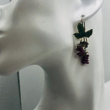 Load image into Gallery viewer, Garnet Raspberry Vermeil Sterling Silver Earrings | 1 3/4" Long | Red/Green |