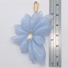 Load image into Gallery viewer, Hand Carved Blue Chalcedony Flower 14K Gold Filled Pendant! | 2 1/4" Long |