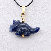 Load image into Gallery viewer, Sodalite Triceratops Dinosaur with 14K Gold-Filled Pendant 509303SDG - PremiumBead Primary Image 1