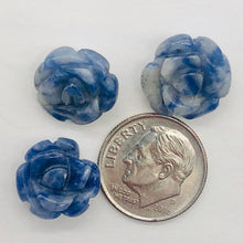 Load image into Gallery viewer, Charm Hand Carved Blue Sodalite Rose Beads |14x7mm | 3 Beads |
