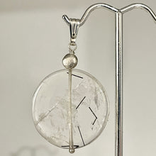 Load image into Gallery viewer, Tourmalated Quartz Beautiful Round Sterling Silver Pendant | 2" Long | Disc |