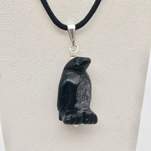 Load image into Gallery viewer, Tuxedo Obsidian Penguin Sterling Silver Pendant, Black and White 509273OB - PremiumBead Alternate Image 7