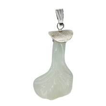 Load image into Gallery viewer, New Jade Serpentine Flower Sterling Silver Pendant | 1 3/4" Long| Pale Green | 1