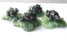 Load image into Gallery viewer, Ribbit Hematite Frog On Aventurine Lily pad Pendant | 28x28.5x11mm | Silver black - PremiumBead Alternate Image 2
