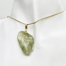 Load image into Gallery viewer, Chatoyant Green Kunzite Faceted Nugget Bead 14K Gold Filled Pendant | 1 1/2" |