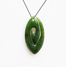 Load image into Gallery viewer, Surfer Wave Carved Nephrite Jade 40x20mm Bead Pendant 10206 - PremiumBead Primary Image 1