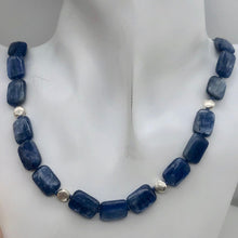 Load image into Gallery viewer, Kyanite and Sterling Silver Rectangle Bead Necklace | 20 inch | Blue and Silver|