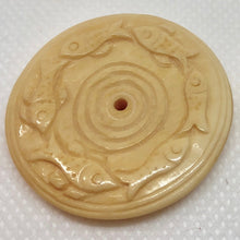 Load image into Gallery viewer, Pair of Carved Fish Coin Bone Donut Beads 36x5mm 10745 - PremiumBead Alternate Image 2