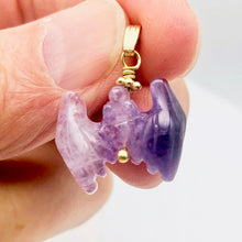 Load image into Gallery viewer, Carved Amethyst Bat 14Kgf Pendant | 1 inch long | Purple | - PremiumBead Alternate Image 8