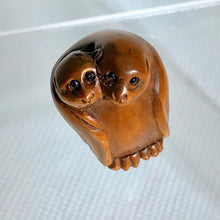 Load image into Gallery viewer, Carved Boxwood Bats Bead Looking At U Ojime/Netsuke Bead - PremiumBead Primary Image 1