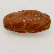 Load image into Gallery viewer, Hot Carved Swimming Fish Boxwood Ojime Netsuke Bead | 27x14mm | Brown