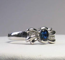 Load image into Gallery viewer, Blue Sapphire and White Diamonds Solid 14Kt White Gold Ring Size 6 3/4 9982Ai
