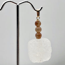 Load image into Gallery viewer, White Druzy Quartz and Fluorite 20mm Square Coin14kgf Pendant | 1 13/4" Long |
