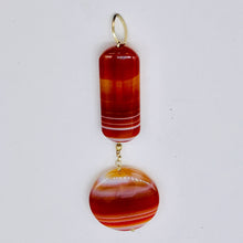 Load image into Gallery viewer, Sardonyx Large Round and Rectangle Pendant| 3 1/2" Long | Red/Orange/White |