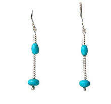 Load image into Gallery viewer, Unique Natural Turquoise & Silver Earrings 6378
