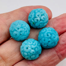 Load image into Gallery viewer, Amazonite AAA Intricately Carved Round Bead | 17mm | Blue | 1 Bead |