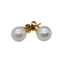 Load image into Gallery viewer, Pearl 14K Gold 7mm Stud Earrings | 1/4 inch | White | 1 Pair |