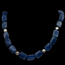 Load image into Gallery viewer, Kyanite and Sterling Silver Rectangle Bead Necklace | 20 inch | Blue and Silver|