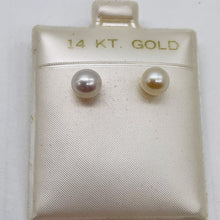 Load image into Gallery viewer, Pearl 14K Gold 6mm Stud Earrings | 6mm | White | 1 Pair |