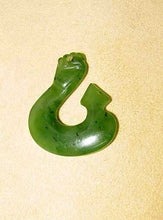 Load image into Gallery viewer, Hand Carved Genuine Jade Maori 34x30mm Fishhook Pendant Bead 5719R - PremiumBead Alternate Image 2
