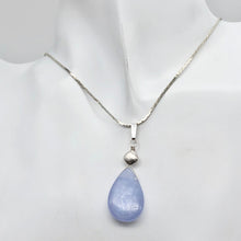 Load image into Gallery viewer, Blue Chalcedony Designer Sterling Silver Pendant | 22x14x6mm | 1 3/4" Long |