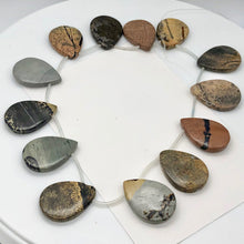 Load image into Gallery viewer, hot-dendritic-jasper-briolette-pendant-bead-strand-33x25x5mm-13-beads Alternate Image 1