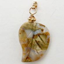 Load image into Gallery viewer, Ocean Jasper Carved Autumn Leaf Bead 14K Gold Filled Pendant | 1 3/4" Long |