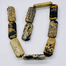 Load image into Gallery viewer, Dendritic Jasper Rectangle Bead Strand | 40x17x7 mm | Tan/Black | 5 Beads |