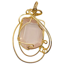 Load image into Gallery viewer, Rose Quartz Gemmy 14K Gold Filled Wire Wrap Pendant | 1 3/4" Long | Pink | 1 |