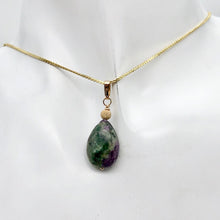 Load image into Gallery viewer, Rare Ruby Fuchsite Teardrop 14K Gold Filled Pendant | 18x12x5mm | 1 1/4" Long |