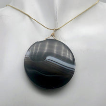 Load image into Gallery viewer, Sardonyx Agate 40mm Coin 14K Gold Filled Bead Pendant | Black | 2" Long |