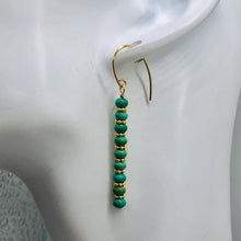 Load image into Gallery viewer, Unique Natural USA Green Turquoise 14K Gold Filled Earrings | 2" Long |