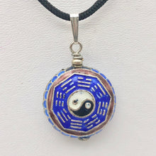 Load image into Gallery viewer, Beautiful Cloisonné Yin Yang and I Ching Sterling Silver Pendant 510865S - PremiumBead Alternate Image 2