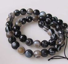Load image into Gallery viewer, Black and White Sardonyx Faceted 7.5mm Round "Eye" Bead Strand 110275 - PremiumBead Primary Image 1