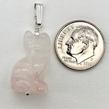 Load image into Gallery viewer, Adorable! Rose Quartz Cat & Solid Sterling Silver Pendant